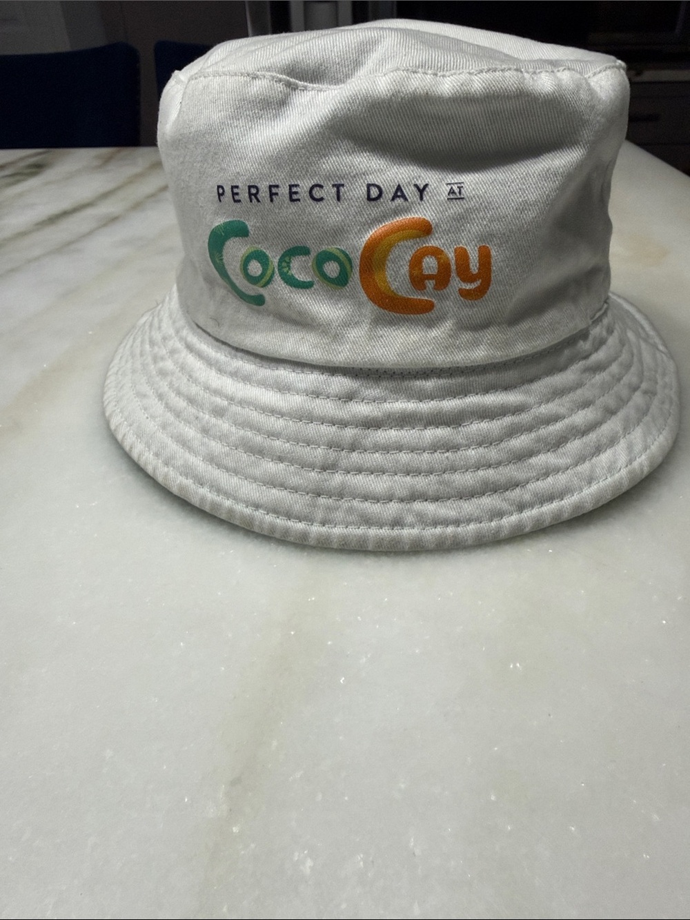 Perfect Day at CocoCay White Bucket Hat with Colorful Logo (Reversible)